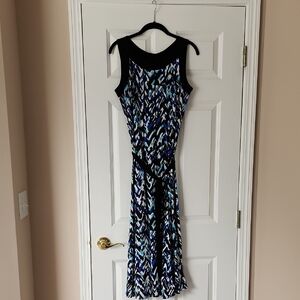 Perceptions Elegant Black and Blue Patterned Women's Dress